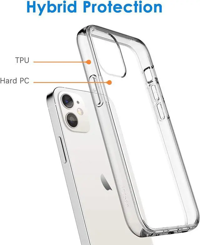 Alt view image 3 of 6 - Case for iPhone 12/12 Pro 6.1-Inch Non-Yellowing Shockproof Phone Bumper Cover Anti-Scratch Clear Back (HD Clear)