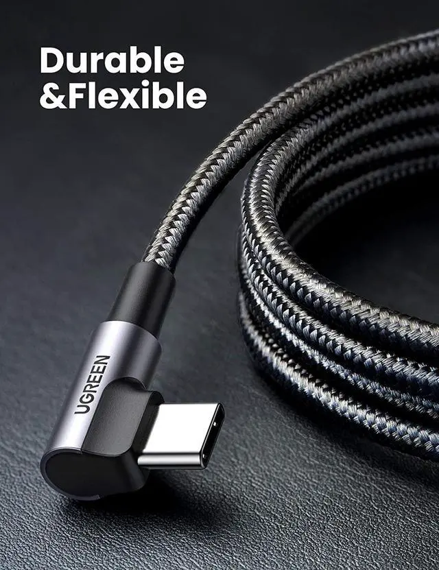 Alt view image 7 of 7 - UGREEN USB-C to USB-C Cable Right Angle 60W Power Delivery Fast Charging Cord Compatible with Nintendo Switch Google Pixel 4 3 XL Samsung Galaxy Note 20 10 S20 S10 MacBook Air iPad Pro 2020 3FT