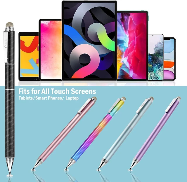 Alt view image 3 of 7 - Capacitive Stylus Pen 4-in-1 High Sensitivity and Precision Touch Screen Stylus Clear Disc Tip Black Rubber Tip &Mesh Fiber Tip Compatible with Universal Touch Screen Device Black