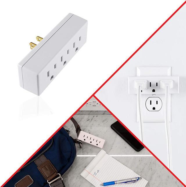 Alt view image 4 of 4 - GE 3-Outlet Extender Wall Tap, Grounded Adapter Plug, Indoor Rated, 3-Prong, Perfect for Travel, UL Listed, White, 52203