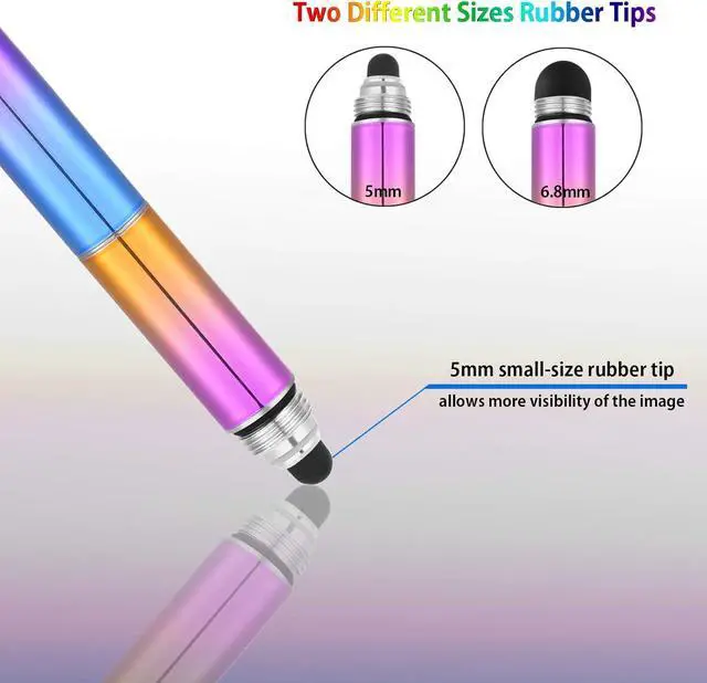 Alt view image 6 of 7 - Stylus Pens for Touch Screens 3 in 1 Stylus Pen for iPad iPhone Drawing Stylist with Extra 4 Stylus Tips and 1 Pen Refill Styluses for Tablets Laptop Android Universal Touch Devices (Rainbow)