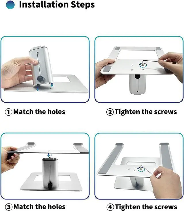 Alt view image 5 of 7 - Adjustable Laptop Stand for Desk, Computer Stand, Ergonomic Laptop Riser Holder Compatible with 10 to 17.3 Inches Notebook PC Computer, Aluminum Silver