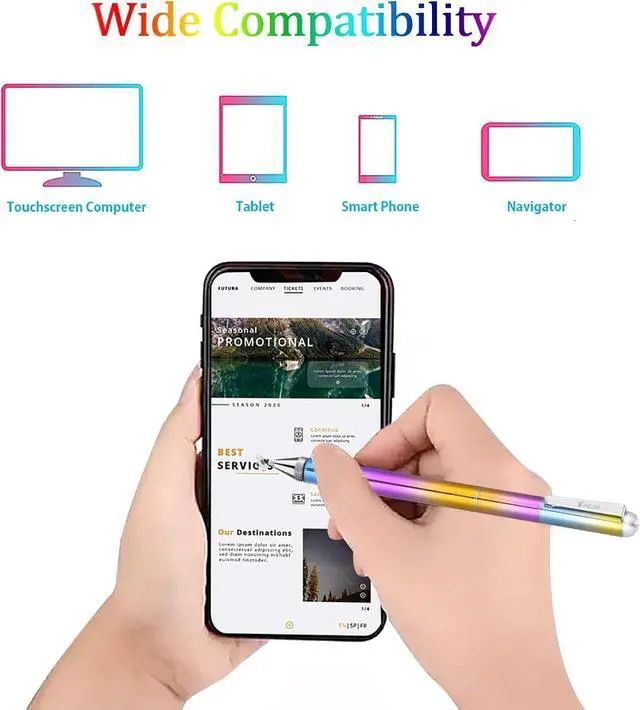 Alt view image 5 of 7 - Stylus Pens for Touch Screens 3 in 1 Stylus Pen for iPad iPhone Drawing Stylist with Extra 4 Stylus Tips and 1 Pen Refill Styluses for Tablets Laptop Android Universal Touch Devices (Rainbow)