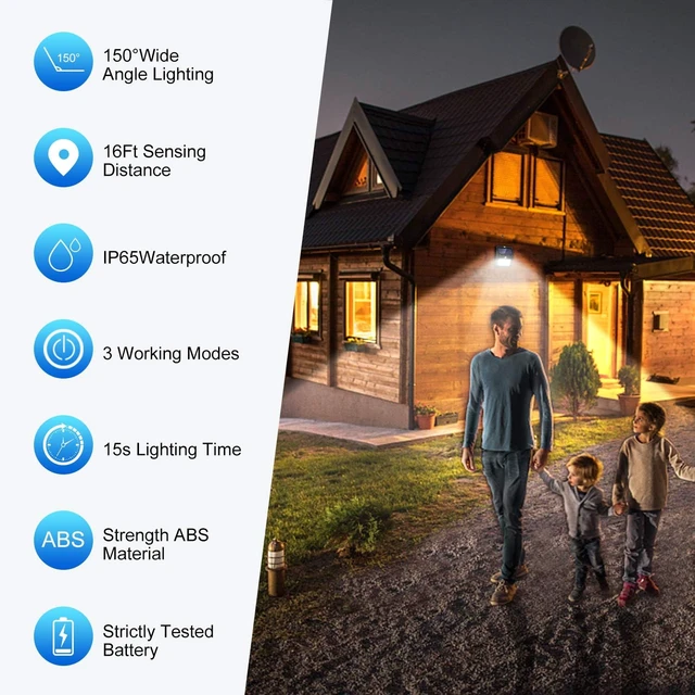 Alt view image 2 of 6 - SEZAC Solar Lights Outdoor,3 Modes Motion Sensor Security Light Wall Light