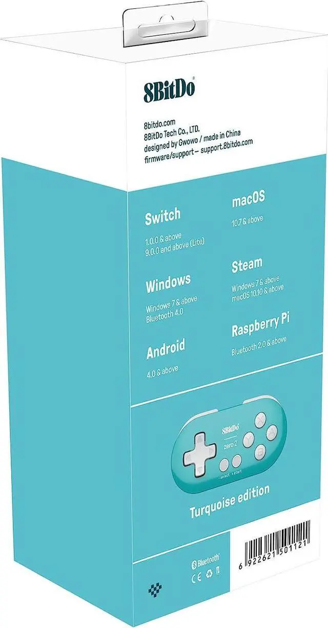 Alt view image 2 of 7 - Nargos 8Bitdo Zero 2 Bluetooth Key Chain Sized Mini Controller for Nintendo Switch, Windows, Android and macOS (Turquoise Edition)