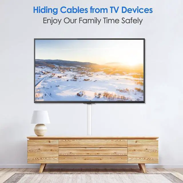 Alt view image 7 of 7 - 125in Cord Cover, Yecaye Large Cord Concealer on Wall Cable Management, Cable Raceway Kit for Mount TVs, Wire Hider for Home Office, 8X L15.7in W1.18in H0.6in, CMC02-Large, White