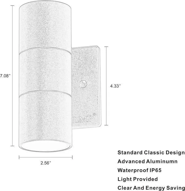 Alt view image 5 of 5 - LMP Modern Outdoor Wall Light Porch Light Patio Light with Black Aluminum Finish for Decoration,Garage 2 Packs Gray