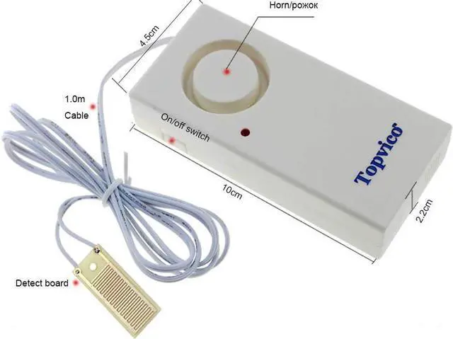 Alt view image 2 of 6 - Topvico Water Leak Detector, 120dB Loud Siren, Powered by 9V Battery (not Include), Sensor Alarm for Kitchen Basement Water Heater, 5 Pack