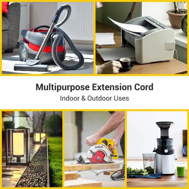 Alt view image 7 of 7 - 10 Pack Short Extension Cord 1 Foot Power Cord 16 AWG SJTW Weatherproof Extension Cable for Indoor Outdoor Use 3 Prong Grounded Outlets Plugs NEMA 5-15P to NEMA 5-15R Black UL Listed