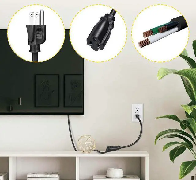 Alt view image 6 of 7 - 10 Pack Short Extension Cord 1 Foot Power Cord 16 AWG SJTW Weatherproof Extension Cable for Indoor Outdoor Use 3 Prong Grounded Outlets Plugs NEMA 5-15P to NEMA 5-15R Black UL Listed