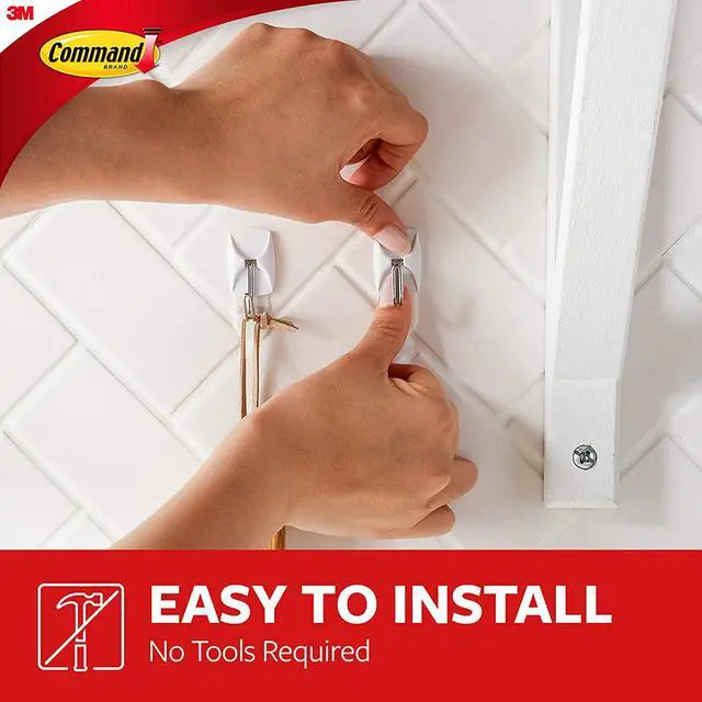 Alt view image 4 of 7 - Small Wire Toggle Hooks 16 Hooks and 24 Strips Damage Free Hanging Wall Hooks with Adhesive Strips No Tools Adhesive Hooks for Hanging Organization and Storage Holds up to 0.5 lb