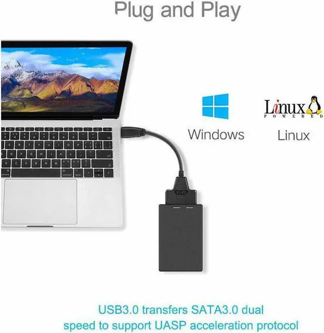 Alt view image 5 of 7 - USB 3.0 SATA III Hard Drive Adapter Cable, SATA to USB Adapter Cable for 2.5 inch SSD & HDD,UASP-SATA to USB3.0 Converter, Black