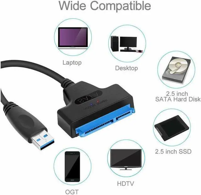 Alt view image 3 of 7 - USB 3.0 SATA III Hard Drive Adapter Cable, SATA to USB Adapter Cable for 2.5 inch SSD & HDD,UASP-SATA to USB3.0 Converter, Black