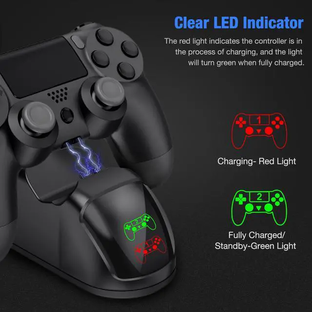 Alt view image 3 of 6 - For PS4 Controller Charger, Controller USB Charging Station Dock for DualShock 4, PlayStation 4 Charging Station for Sony Playstation4 / PS4 / PS4 Slim / PS4 Pro Controller-Black