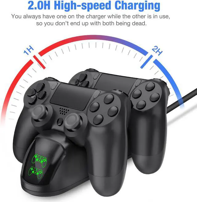Alt view image 2 of 6 - For PS4 Controller Charger, Controller USB Charging Station Dock for DualShock 4, PlayStation 4 Charging Station for Sony Playstation4 / PS4 / PS4 Slim / PS4 Pro Controller-Black