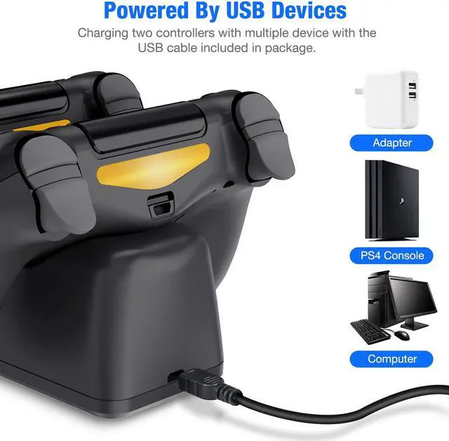 Alt view image 6 of 6 - For PS4 Controller Charger, Controller USB Charging Station Dock for DualShock 4, PlayStation 4 Charging Station for Sony Playstation4 / PS4 / PS4 Slim / PS4 Pro Controller-Black