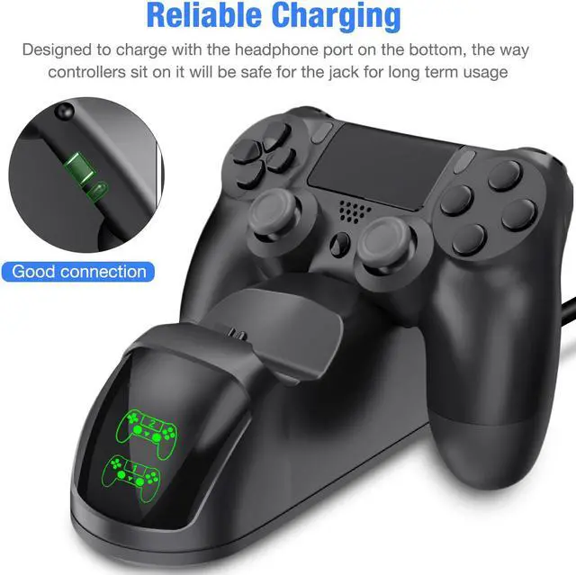 Alt view image 4 of 6 - For PS4 Controller Charger, Controller USB Charging Station Dock for DualShock 4, PlayStation 4 Charging Station for Sony Playstation4 / PS4 / PS4 Slim / PS4 Pro Controller-Black