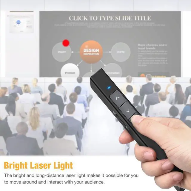 Alt view image 3 of 7 - Presentation Clicker Red Laser Pointer 100FT Wireless Presenter Remote PowerPoint Clicker Presentation Remote, 2.4GHz Presentation Pointer for Mac, Laptop, Computer Cat Laser Toy