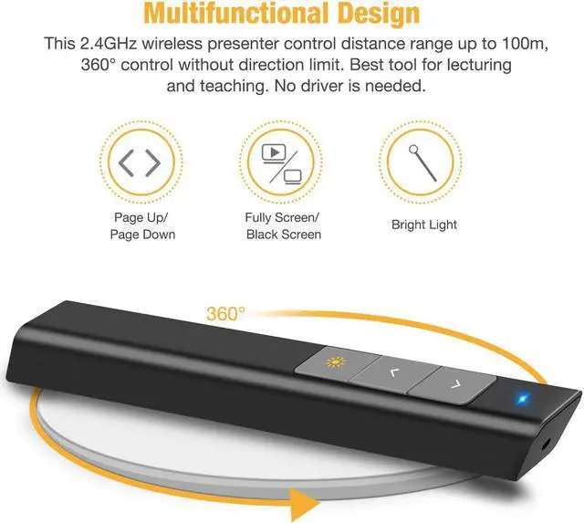 Alt view image 4 of 7 - Presentation Clicker Red Laser Pointer 100FT Wireless Presenter Remote PowerPoint Clicker Presentation Remote, 2.4GHz Presentation Pointer for Mac, Laptop, Computer Cat Laser Toy