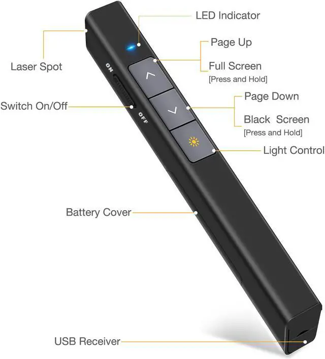 Alt view image 2 of 7 - Presentation Clicker Red Laser Pointer 100FT Wireless Presenter Remote PowerPoint Clicker Presentation Remote, 2.4GHz Presentation Pointer for Mac, Laptop, Computer Cat Laser Toy