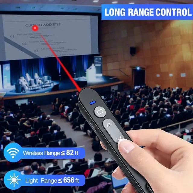 Alt view image 4 of 6 - ESYWEN Wireless presentation remote Laser Pointer , 2.4GHz Wireless Presenter Remote Presentation Clicker for PPT, PowerPoint Presentation Pointer Red Light Pointer