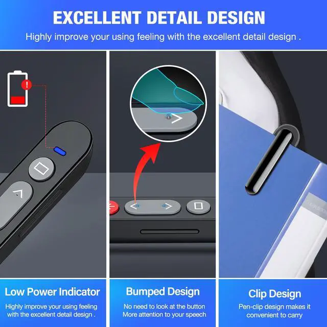 Alt view image 6 of 6 - ESYWEN Wireless presentation remote Laser Pointer , 2.4GHz Wireless Presenter Remote Presentation Clicker for PPT, PowerPoint Presentation Pointer Red Light Pointer