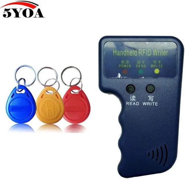 Main image of Handheld 125KHz EM4100 RFID Copier Writer Duplicator Programmer Reader + 3Pcs EM4305 T5577 Rewritable ID Keyfobs Tags Card