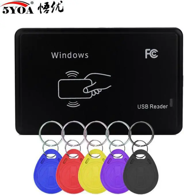 Main image of RFID Duplicator Reader Cloner 125KHz EM4100 Copier Writer Programmer 5 Pcs EM4305 T5577 Rewritable ID Keyfobs Tags Card