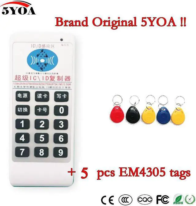 Main image of Handheld 125Khz-13.56MHZ frequency access RFID ID IC Card Duplicator Reader Write Copier + 5pcs 125KHZ EM4305 tags