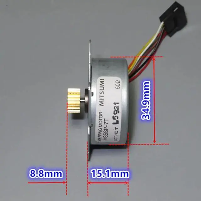 Alt view image 3 of 6 - Two-phase Six-wire 35mm Permanent Magnet Stepper Motor with 18- Gear, Round Stepper Motor, Step Angle 7.5 Degrees, Shaft Dia 2mm