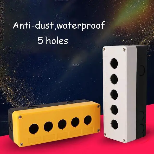 Alt view image 4 of 6 - Waterproof ABS Plastic Push Button Switch Box 22mm Indicator Dustproof 5-hole Emergency Stop Button ON/OFF Cover