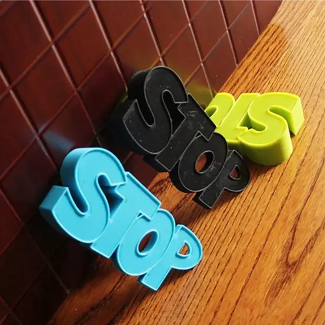 Alt view image 3 of 6 - 1Pc Silicone Door Stops Creative "STOP" Letters Shaped Baby Safety Door Stopper Household Children Gate Bottom Safe Door Plug