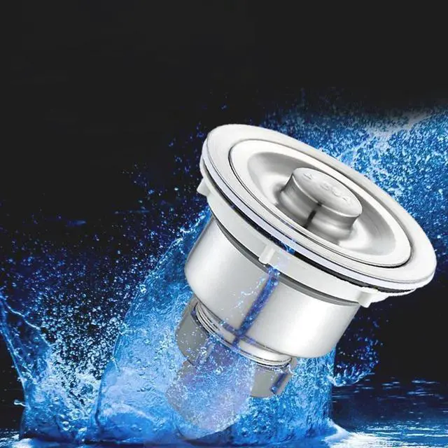 Alt view image 6 of 6 - Kitchen Sink Drain Removable Deep Waste Basket Stopper, Strainer Assembly, Sealing Lid, Stainless Steel Sink Strainer, Brushed