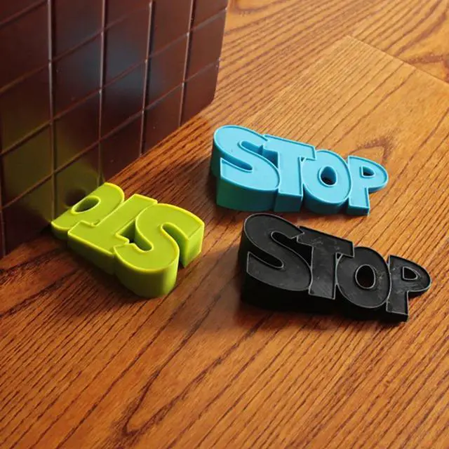 Alt view image 4 of 6 - 1Pc Silicone Door Stops Creative "STOP" Letters Shaped Baby Safety Door Stopper Household Children Gate Bottom Safe Door Plug