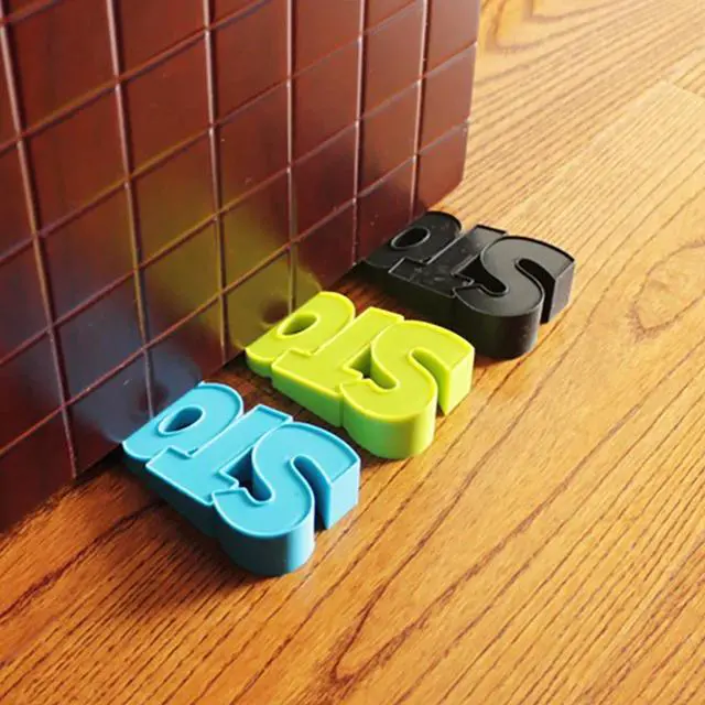 Alt view image 2 of 6 - 1Pc Silicone Door Stops Creative "STOP" Letters Shaped Baby Safety Door Stopper Household Children Gate Bottom Safe Door Plug