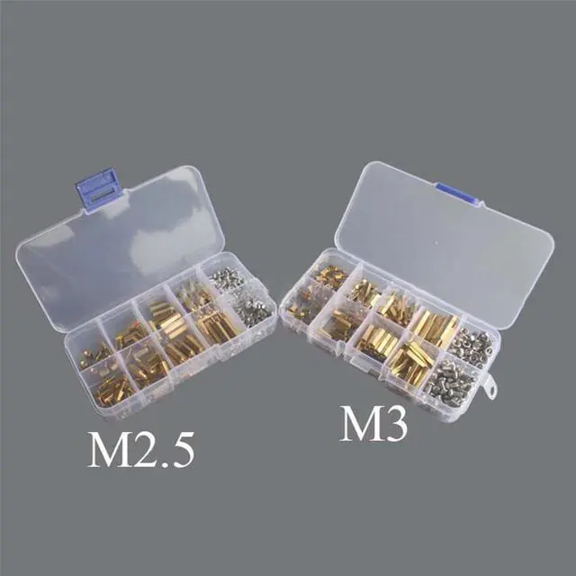 Alt view image 2 of 6 - 200PCS/Set M2.5 M3 Hex Brass Spacer Standoffs Bolt Screw Nut Assortment Kit, PCB Motherboard Standoffs, Threaded PCB Pillar