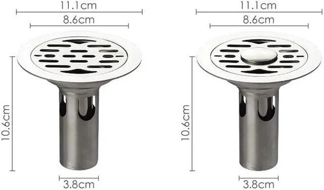 Alt view image 5 of 5 - Stainless Steel Floor Drain Round Bathroom Shower Waste Drainer 11.1cm Kitchen Double Anti-odor Floor Drain Grate Cover