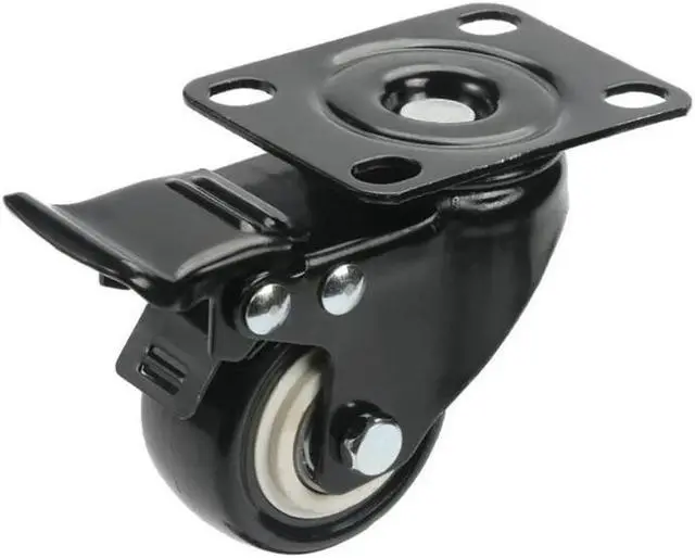 Main image of 2PCS/Lot 2 Inch Swivel Casters Wheel with Double Brake, Bearing, Heavy Duty No Noise PU Wheels Plate Locking Casters, 50kg Load
