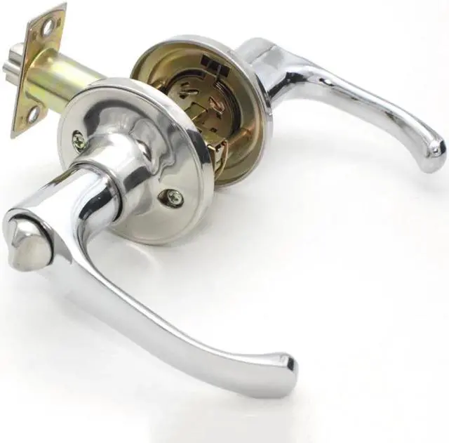 Alt view image 2 of 6 - stainless steel three-bar style handle door lock knob with keys, zinc copper alloy universal for interior doors, bedroom