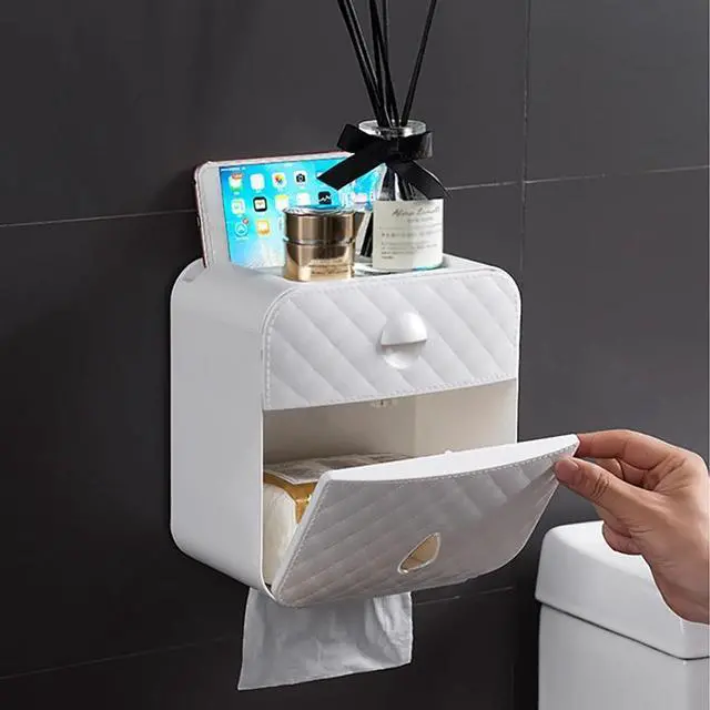 Alt view image 2 of 5 - 1pcs Plastic Waterproof Toilet Paper Holder Wall Mounted toilet paper box Toilet Paper Storage Box for Home Hotel bathroom