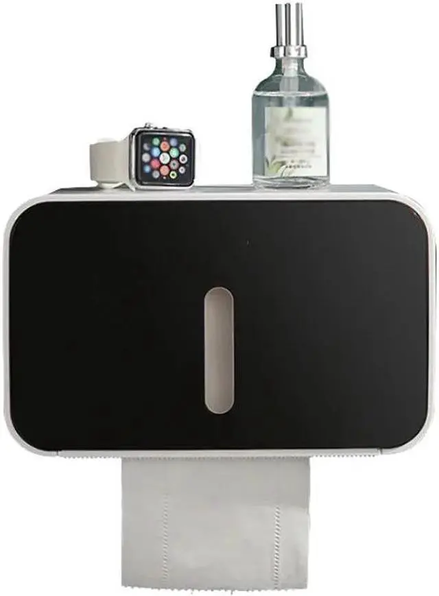 Alt view image 3 of 6 - Toilet Paper Towel Box Waterproof Toilet Paper Holders Rack Wall Mounted Bathroom Tissue Box Shelf Roll Paper Tube Storage Box