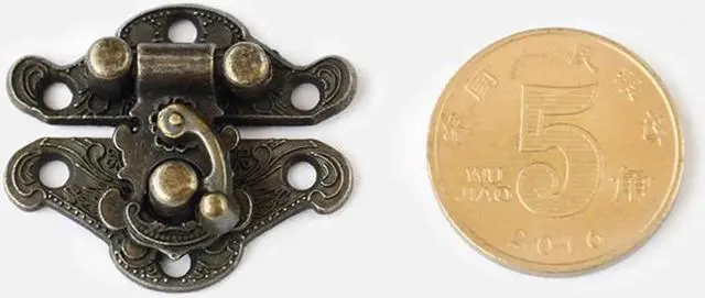 Alt view image 3 of 5 - 2PCS/Lot 25x24mm Antique Vintage Latch Hasp Lock Drawer Cabinet Wooden Jewelry Box Case Hasp Latch with Screws, Zinc Alloy