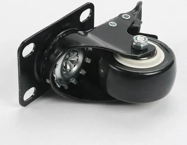 Alt view image 2 of 4 - 2PCS/Lot 2 Inch Swivel Casters Wheel with Double Brake, Bearing, Heavy Duty No Noise PU Wheels Plate Locking Casters, 50kg Load