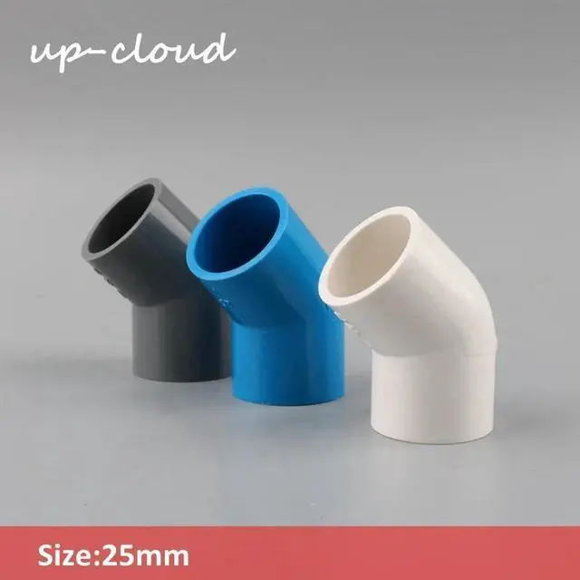 Main image of 2pcs UP-CLOUD 25mm PVC Pipe 45 Degree Equal Elbow Connector Water Tank Joint Aquarium Supplies Garden Irrigation Tube Adapter