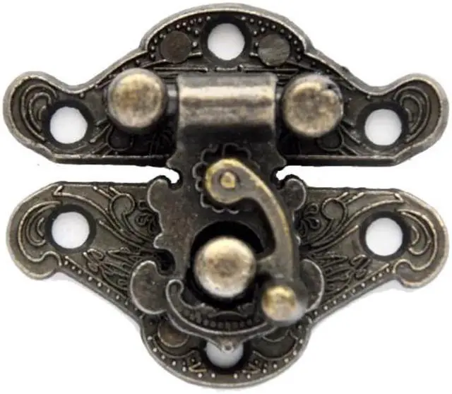 Main image of 2PCS/Lot 25x24mm Antique Vintage Latch Hasp Lock Drawer Cabinet Wooden Jewelry Box Case Hasp Latch with Screws, Zinc Alloy