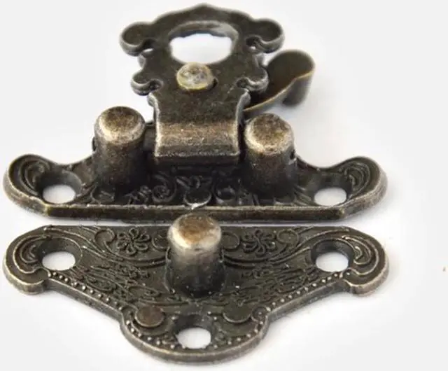 Alt view image 4 of 5 - 2PCS/Lot 25x24mm Antique Vintage Latch Hasp Lock Drawer Cabinet Wooden Jewelry Box Case Hasp Latch with Screws, Zinc Alloy