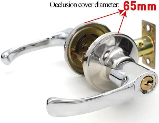 Alt view image 3 of 6 - stainless steel three-bar style handle door lock knob with keys, zinc copper alloy universal for interior doors, bedroom