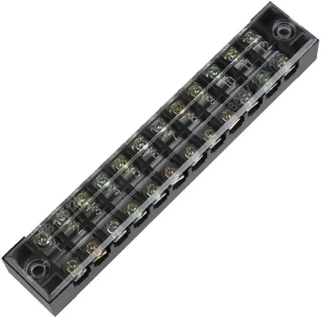 Main image of 600V 15A 12-Position Screw Barrier Terminal Block, TB-1512 Wire Barrier Block Terminal Strip, Power Distribution Terminal