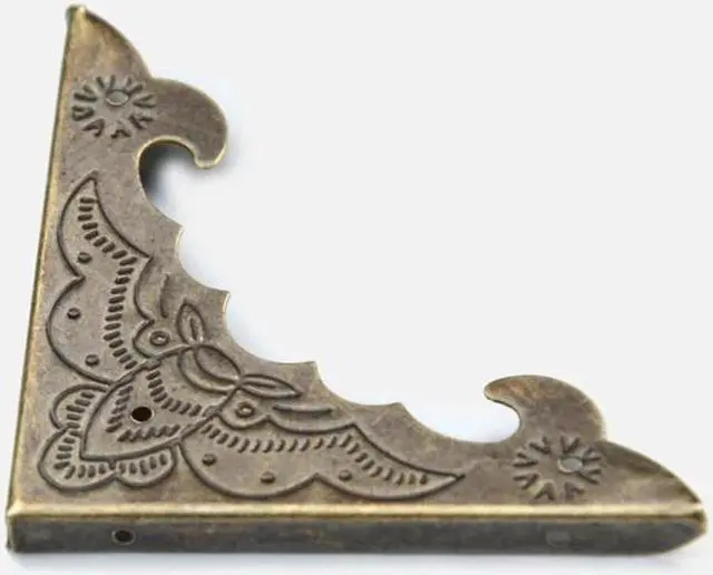 Alt view image 2 of 5 - 4PCS/Lot 58x58mm Decorative Edge Protector Antique Corner Protector Jewelry Case Wooden Box Corner Protector Bronze, with Nails