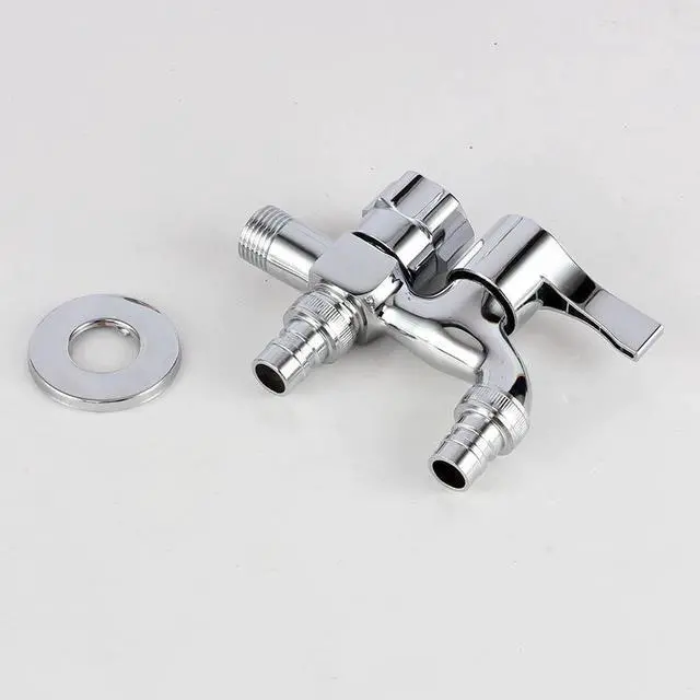 Alt view image 2 of 5 - 1pc Washing Machine Faucet Brass Tap Chrome Plated Double Water Outlet Garden Bathroom Bidet Faucet Fast On Faucets